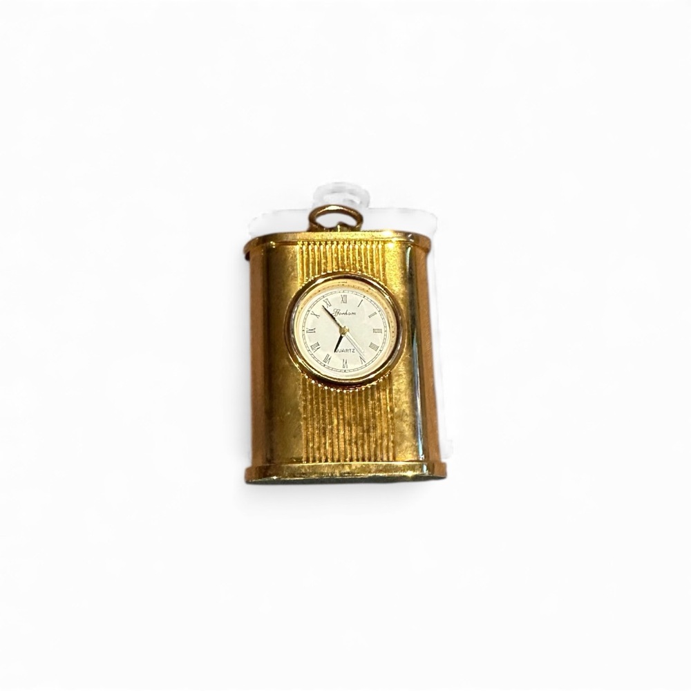 Vintage Gorham Quartz Gold Tone Miniature Clock 2" Tall - Picture 3 of 7
